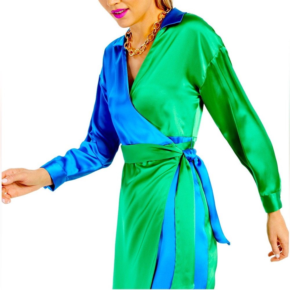 INC INTERNATIONAL CONCEPT COLOR BLOCK WRAP DRESS NEW WITH TAGS SIZE S